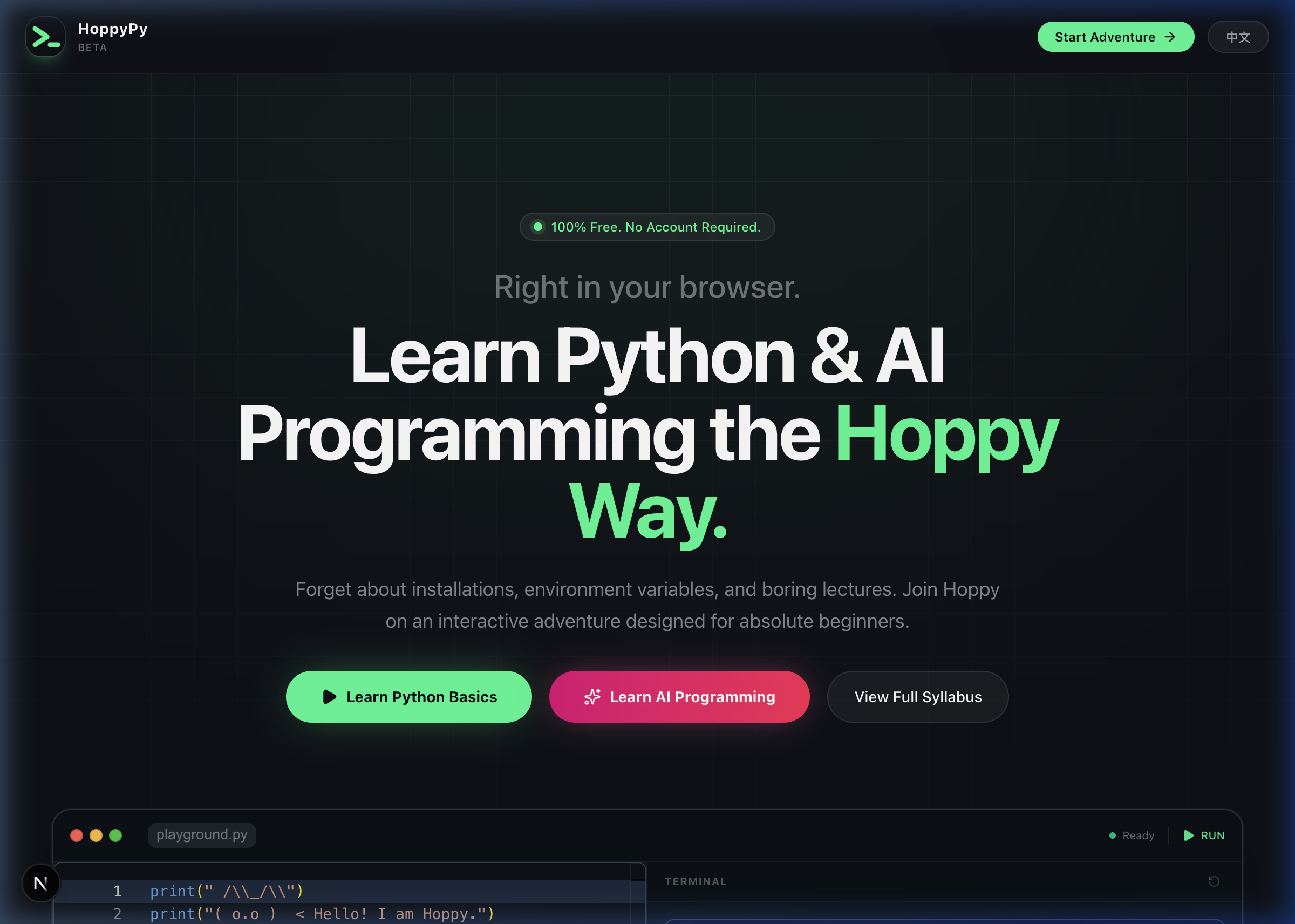 HoppyPy homepage preview